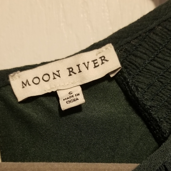 Anthropologie Moon River Smocking Tiered Woven Mini Dress Green Size Small - Picture 4 of 8